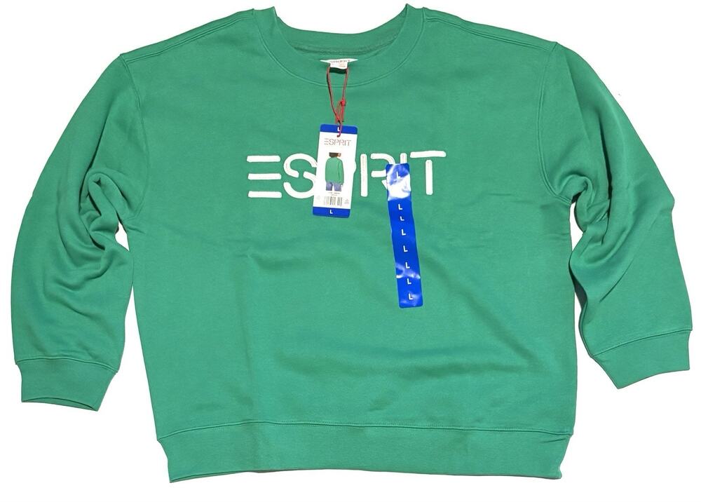 Esprit Costco Crewneck Sweatshirt Womens Sz L Green Retro Logo NWT